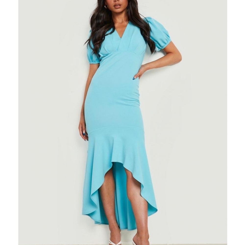 Petite Scuba Wrap Fishtail Maxi Dress